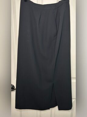 Vintage Pendleton black maxi-length straight skirt with Front Slit 90s